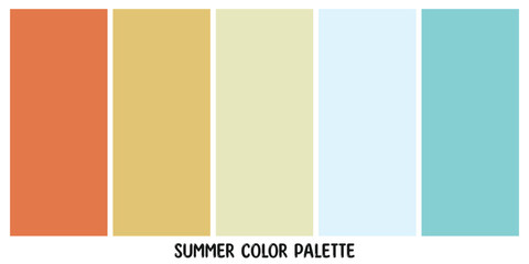 Poster - Summer aesthetic stylish design color palettes set. Vector