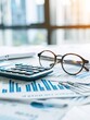 © Achirawee - A detailed financial report with charts and graphs is spread out on a desk, accompanied by a calculator and a pair of reading glasses. This setup illustrates the analytical approach required for