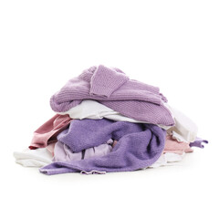 Canvas Print - Heap of dirty clothes on white background