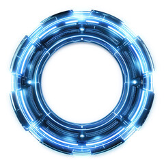 futuristic blue hud glow circle isolated on white or transparent png