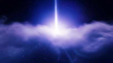Wall Mural - Quasar emitting bright beam in deep space. Cosmic phenomena. Galaxy and universe exploration concept. Travel through outer space. Science fiction