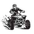 QUAD BIKE in cartoon, doodle style . Image for t-shirt, web, mobile apps and ui. Isolated 2d vector illustration in logo, icon, sketch style, Eps 10, black and white. AI Generative
