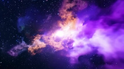 Poster - Colorful cosmic nebulae in deep space. Galaxy exploration and universe beauty. Moving through outer space. Banner, poster, wallpaper. Science fiction