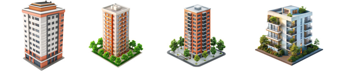 Poster - 3D Condominium model, on isolated transparent background