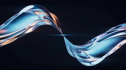 Poster - Dark transparent glass curves background, 3d rendering.