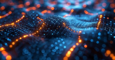 Poster - Stunning Abstract Visualization of Colorful Waves Illuminated by Vibrant Lights at Night