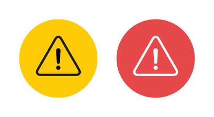 Poster - Triangle warning icon on circle background. Danger, caution sign symbol