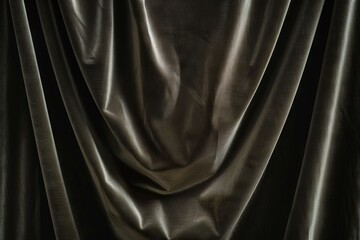 Wall Mural - A close up of a black satin fabric with a black background