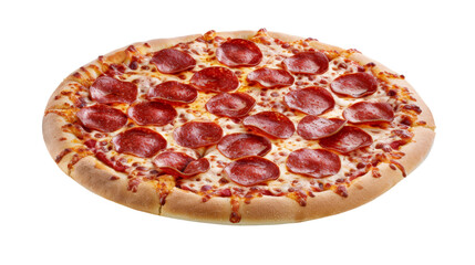 A pepperoni pizza with melted cheese