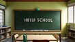 © Viktoriya - hello school the inscription on the blackboard in white chalk