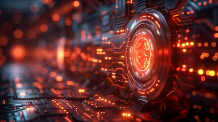 Poster - Illuminated Circuits and Technology Patterns Highlighting Digital Innovation in a Dark Environment