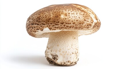 Poster - A single Matsutake mushroom with its distinct cap and stem, isolated on a white background.