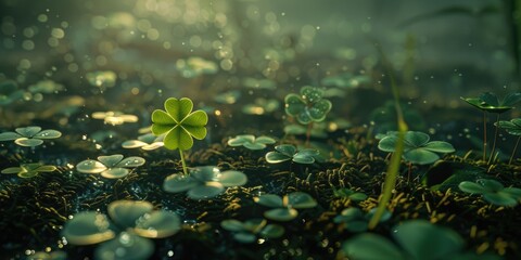 A single green leafy plant growing in the middle of an open field