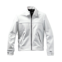 Stylish white jacket on clean background. Ideal for fashion, casual wear, and trendy outfit concepts in stock photography.