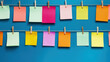 © PRASANNAPIX - Colorful posit notes decoration on blue wall with copyspace for text