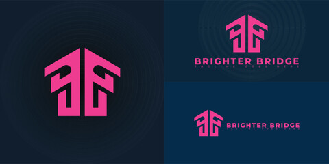 Wall Mural - Abstract initial letter B or BB in pink color isolated on multiple background colors. The logo is suitable for modern real estate technology startup logo design inspiration templates.