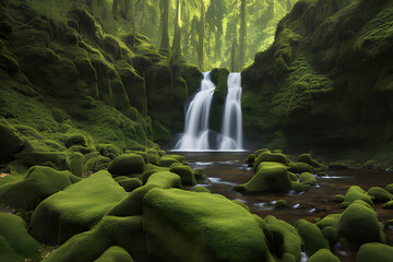 Wall Mural - waterfall in the forest