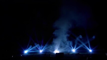 Wall Mural - a dramatic nighttime frame showcasing an explosion with smoke and bright light, highlighting technol