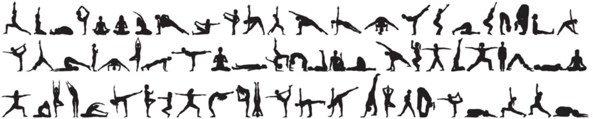 yoga people silhouette collection  different meditating pose