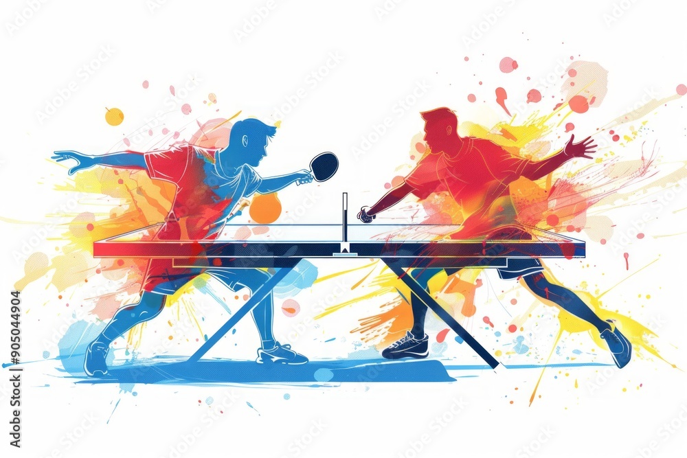 two players table tennis game intense confrontation dynamic vector ...