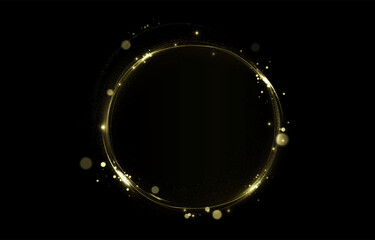 Wall Mural - Vector light line effect of golden Christmas circle. Luminous fire trail on a transparent background. Light round line with an advantage effect. Golden dust circle light png.	
