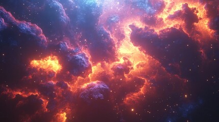 Aufkleber - Generative stock art wallpaper of a black hole with a light ray and nebula over colorful stars. Cloud fields in outer space.