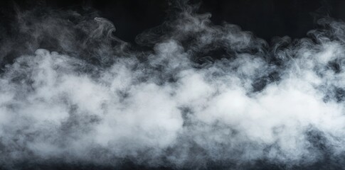 Aufkleber - Smoke elegance. Captivating composition of abstract black background with textured motion white light and ethereal mist.