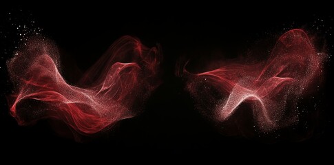 Aufkleber - Layer overlay with swirling particles of red abstract ring, isolated on transparent and black background