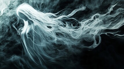 Poster - Smoke surrounds a ghostly figure with long hair