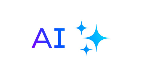 Fototapete - AI generated icon or artificial intelligence button for generate app. Artificial intelligence generate button or web application or AI generation online tool UI