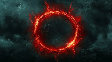 Aufkleber - An animated red lightning ring with a circular halo of red energy, sparks and crackles, dark background, fantasy style, and cinematic effect --ar 53:30 Job ID: 38ad01fd-2ac1-4780-b71d-a1c274eb5e59