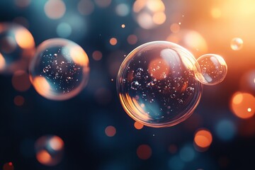Poster - With navy blue background, bokeh light effect with abstract sparkles