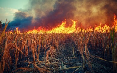 Leinwandbilder - Fields of grass with a smoke pattern background