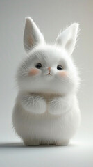 Wall Mural - cute chubby rabbit expression on a white background