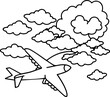 © MDJEWEL - hand drawn airplane in the sky coloring page