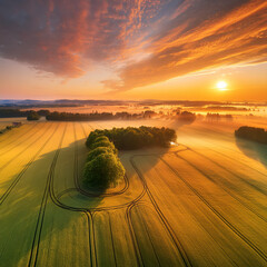 sunset over the field