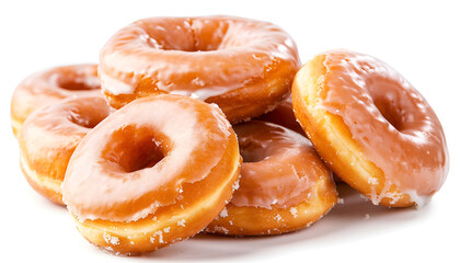 Wall Mural - pile of glazed donuts isolated on white background