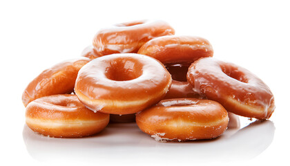 Wall Mural - pile of glazed donuts isolated on white background