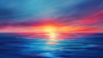 Wall Mural - abstract colorful sunset over the sea with rays and clouds in the sky