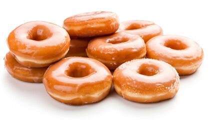 Wall Mural - pile of glazed donuts isolated on white background