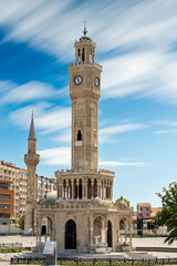 Wall Mural - Izmir Clock Tower located in Izmir Konak square on a sunny day