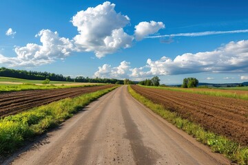 Wall Mural - a dirt road in the middle of a field