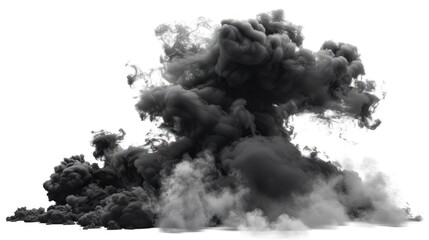 Sticker - Black smoke cloud isolated on white background