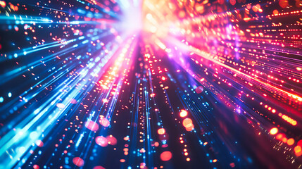 Poster - Digital background featuring an abstract, digital space with glowing lights and futuristic elements
