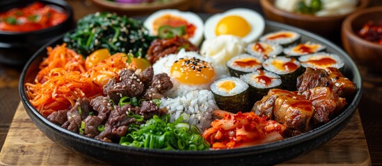 Wall Mural - Korean Cuisine: A Delicious and Colorful Bibimbap