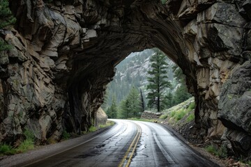 a road going through a tunnel in the mountains