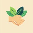 © Charoen - Handshake with green leaves, symbolizing partnership and growth.