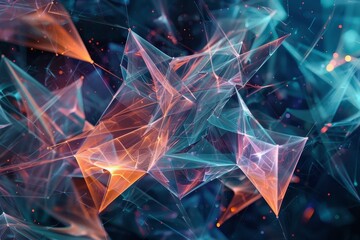 Wall Mural - holographic shapes expand and contract against a starry background, creating a dynamic and mesmerizi