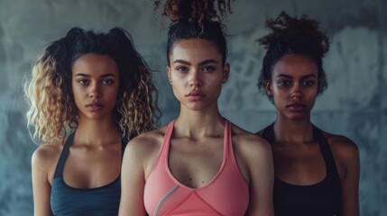 Wall Mural - A group of women standing side by side, united and strong