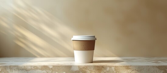 Wall Mural - Coffee Cup on a Table with Sunlight